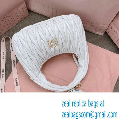 Miu Miu Wander matelasse nappa leather hobo Bag 5BC153 White - Click Image to Close