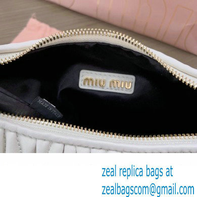 Miu Miu Wander matelasse nappa leather hobo Bag 5BC153 White - Click Image to Close