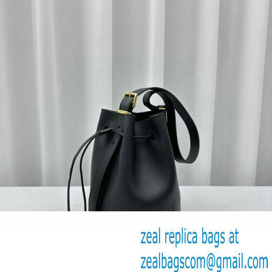 Miu Miu leather Bucket bag 5602 Black 2024