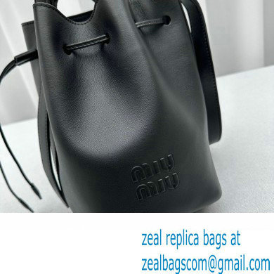 Miu Miu leather Bucket bag 5602 Black 2024