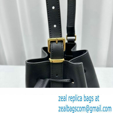 Miu Miu leather Bucket bag 5602 Black 2024 - Click Image to Close