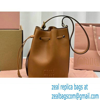 Miu Miu leather Bucket bag 5602 Brown 2024 - Click Image to Close