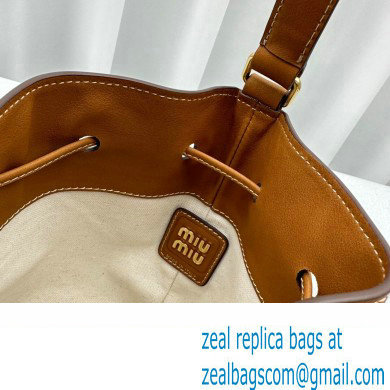 Miu Miu leather Bucket bag 5602 Brown 2024 - Click Image to Close