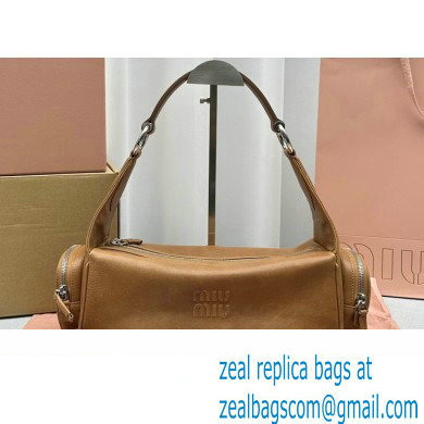 Miu Miu leather Pocket Shoulder bag 5631 Brown 2024