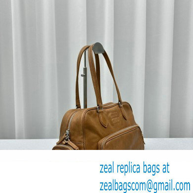 Miu Miu leather Pocket Tote bag 5628 Brown 2024