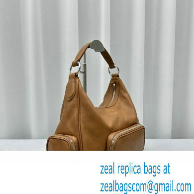 Miu Miu leather Pocket Tote bag 5677 Brown 2024