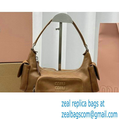 Miu Miu leather Pocket bag 5BC146 Brown 2024 - Click Image to Close