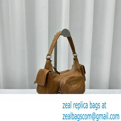 Miu Miu leather Pocket bag 5BC146 Brown 2024 - Click Image to Close