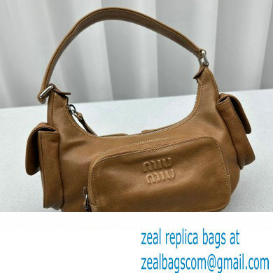 Miu Miu leather Pocket bag 5BC146 Brown 2024