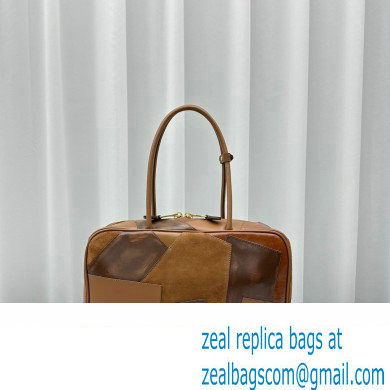 Miu Miu leather patchwork bag 5BB117 Cognac 2024 - Click Image to Close
