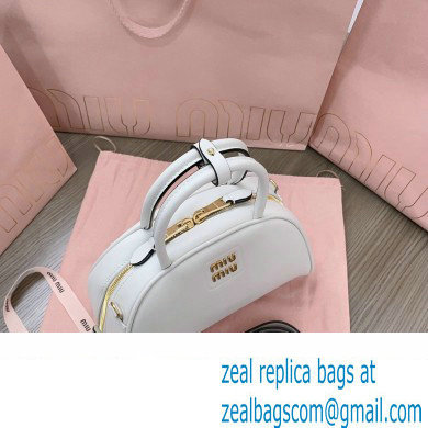 Miu Miu leather top-handle bag 5BB157 White - Click Image to Close