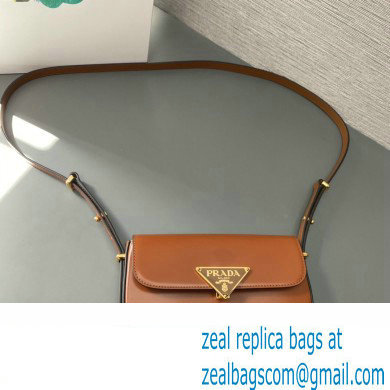 Prada Brushed leather shoulder bag 1BD339 Brown 2024 - Click Image to Close