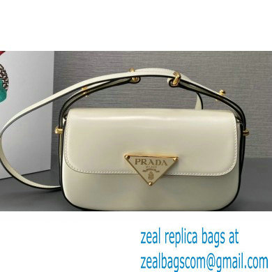 Prada Brushed leather shoulder bag 1BD339 White 2024