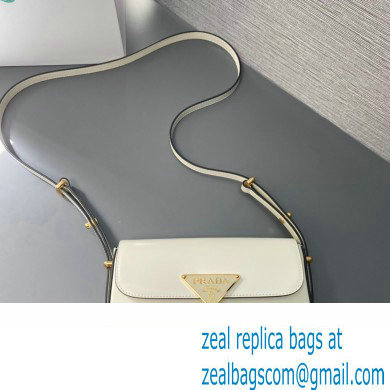 Prada Brushed leather shoulder bag 1BD339 White 2024