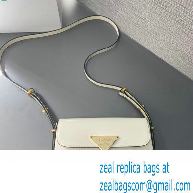 Prada Brushed leather shoulder bag 1BD339 White 2024 - Click Image to Close