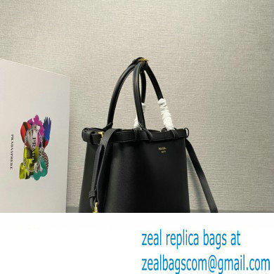 Prada Buckle medium leather handbag with double belt 1BA417 Black 2024