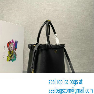 Prada Buckle medium leather handbag with double belt 1BA417 Black 2024 - Click Image to Close