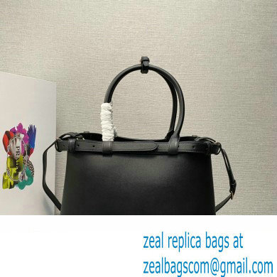 Prada Buckle medium leather handbag with double belt 1BA417 Black 2024