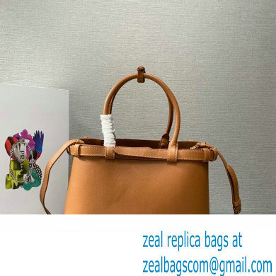 Prada Buckle medium leather handbag with double belt 1BA417 Brown 2024