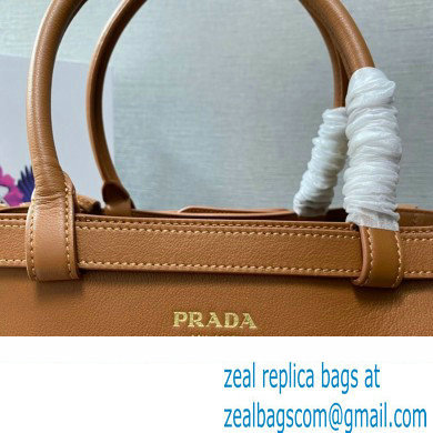 Prada Buckle medium leather handbag with double belt 1BA417 Brown 2024 - Click Image to Close