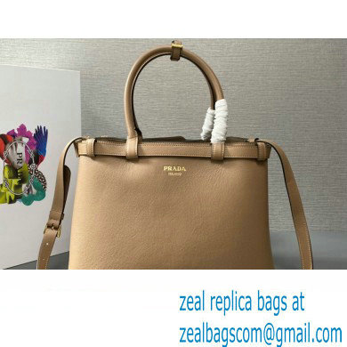 Prada Buckle medium leather handbag with double belt 1BA417 Camel 2024