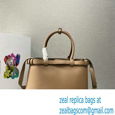 Prada Buckle medium leather handbag with double belt 1BA417 Camel 2024 - Click Image to Close