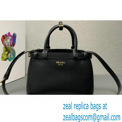 Prada Buckle small leather handbag with double belt 1BA418 Black 2024 - Click Image to Close