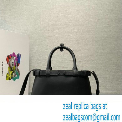 Prada Buckle small leather handbag with double belt 1BA418 Black 2024 - Click Image to Close