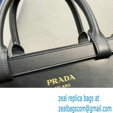 Prada Buckle small leather handbag with double belt 1BA418 Black 2024 - Click Image to Close