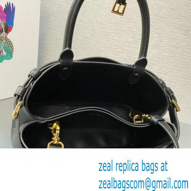 Prada Buckle small leather handbag with double belt 1BA418 Black 2024