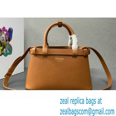 Prada Buckle small leather handbag with double belt 1BA418 Brown 2024