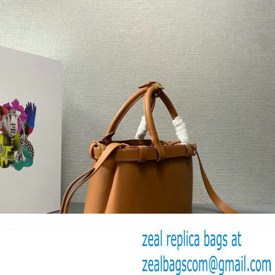 Prada Buckle small leather handbag with double belt 1BA418 Brown 2024