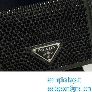 Prada Cardholder with shoulder strap and crystals Bag 1MR024 Black 2024 - Click Image to Close