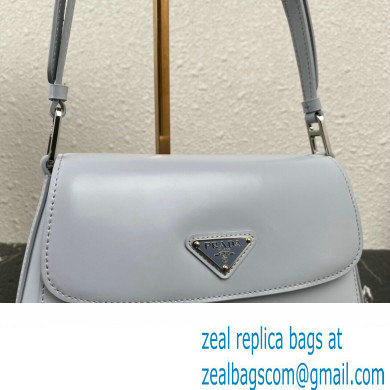 Prada Cleo brushed leather shoulder bag with flap 1BD316 Baby Blue 2023