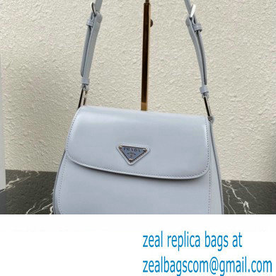 Prada Cleo brushed leather shoulder bag with flap 1BD316 Baby Blue 2023