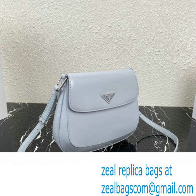 Prada Cleo brushed leather shoulder bag with flap 1BD316 Baby Blue 2023 - Click Image to Close