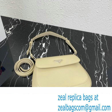 Prada Cleo brushed leather shoulder bag with flap 1BD316 Beige 2023 - Click Image to Close