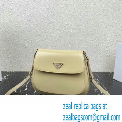 Prada Cleo brushed leather shoulder bag with flap 1BD316 Beige 2023 - Click Image to Close