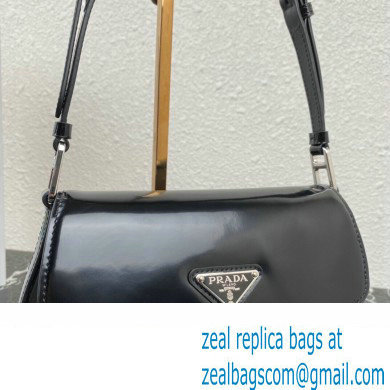 Prada Cleo brushed leather shoulder bag with flap 1BD316 Black 2023 - Click Image to Close