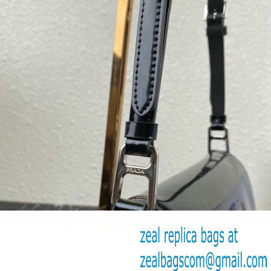 Prada Cleo brushed leather shoulder bag with flap 1BD316 Black 2023