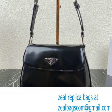 Prada Cleo brushed leather shoulder bag with flap 1BD316 Black 2023 - Click Image to Close