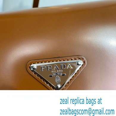 Prada Cleo brushed leather shoulder bag with flap 1BD316 Brown 2023 - Click Image to Close