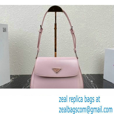 Prada Cleo brushed leather shoulder bag with flap 1BD316 Pink 2023