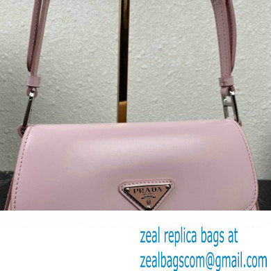 Prada Cleo brushed leather shoulder bag with flap 1BD316 Pink 2023