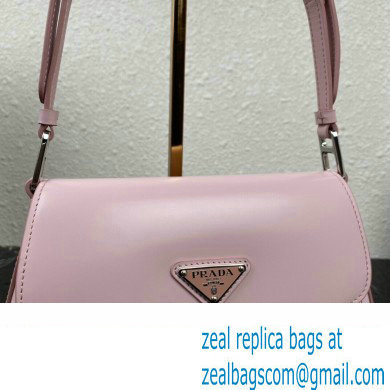 Prada Cleo brushed leather shoulder bag with flap 1BD316 Pink 2023 - Click Image to Close