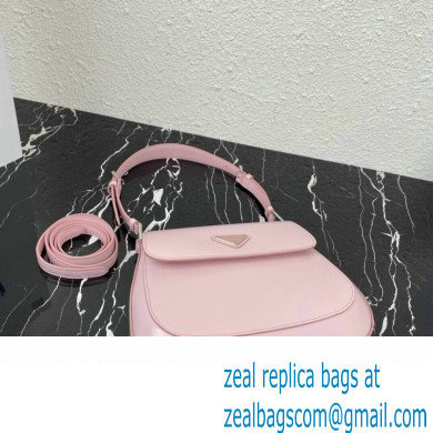 Prada Cleo brushed leather shoulder bag with flap 1BD316 Pink 2023 - Click Image to Close