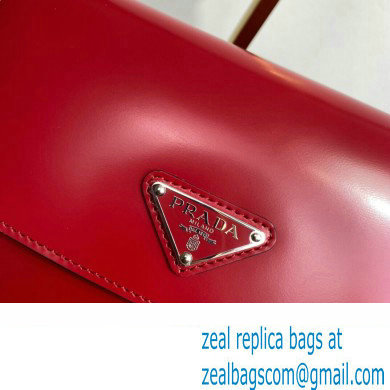 Prada Cleo brushed leather shoulder bag with flap 1BD316 Red 2023