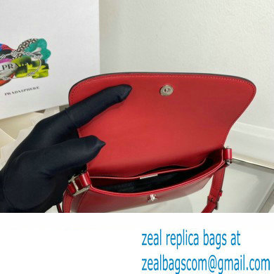 Prada Cleo brushed leather shoulder bag with flap 1BD316 Red 2023