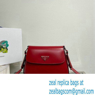 Prada Cleo brushed leather shoulder bag with flap 1BD316 Red 2023