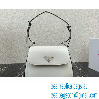 Prada Cleo brushed leather shoulder bag with flap 1BD316 White 2023 - Click Image to Close